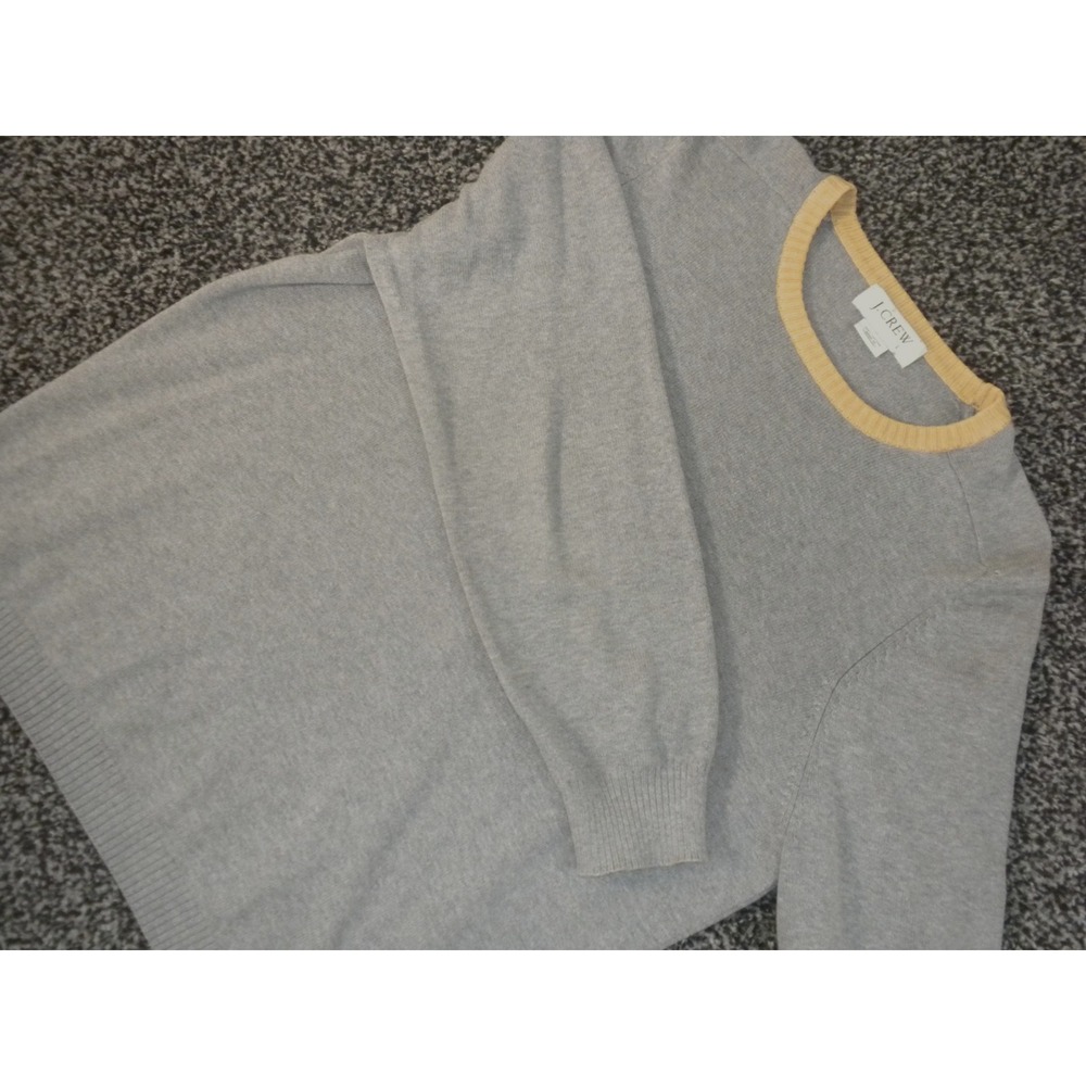 J Crew Sweater Mens L Gray Pullover Crewneck Long Sleeve Lightweight Ribbed‎ Hem